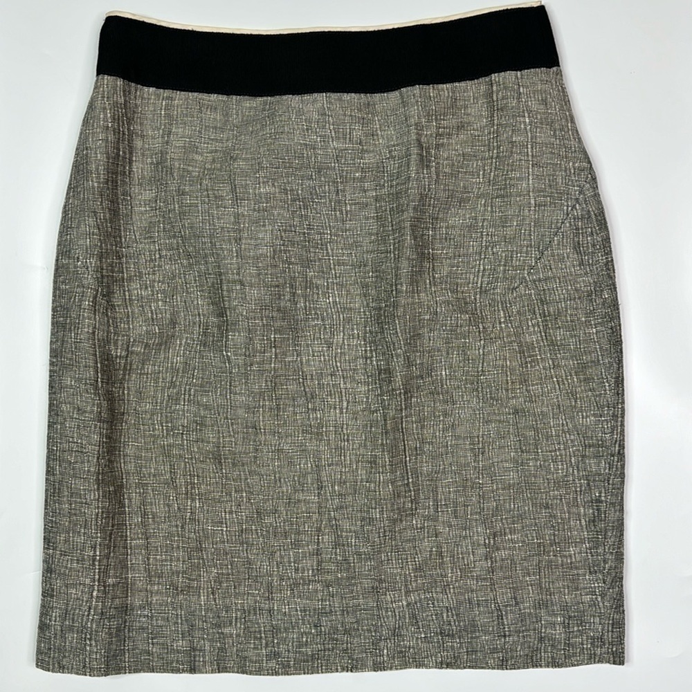 J.Crew Linen Blend Black Gray Penci Skirt Size 4